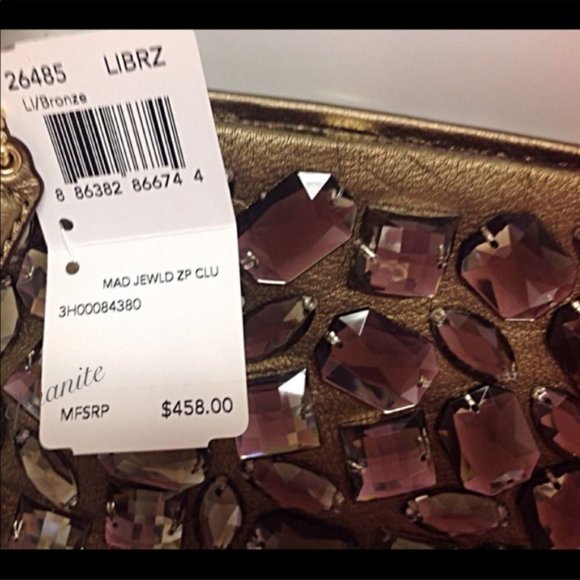 ❤️ SOLD ❤️ Purse MADISON JEWELED CLUTCH BROWN - Picture 2 of 8